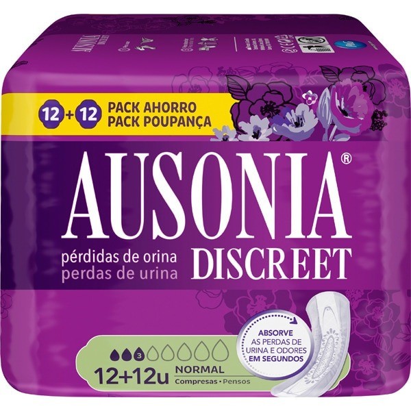 Ausonia Discreet compresas Normal 12 uds 2 x 1